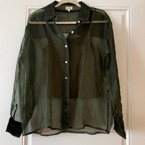 DONNI. Dark Green Silk Blouse with tank top XS/S